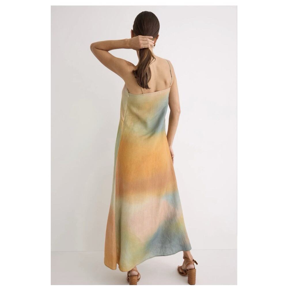 Staud Multicolored Laura Linen Dress Size M with Hole and Fabric Pull - Picture 2 of 12